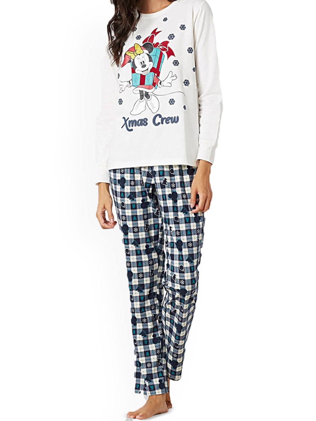 

YAMAMAY Women Graphic Printed Pure Cotton Tshirt With Lounge Pant Nightsuits, White