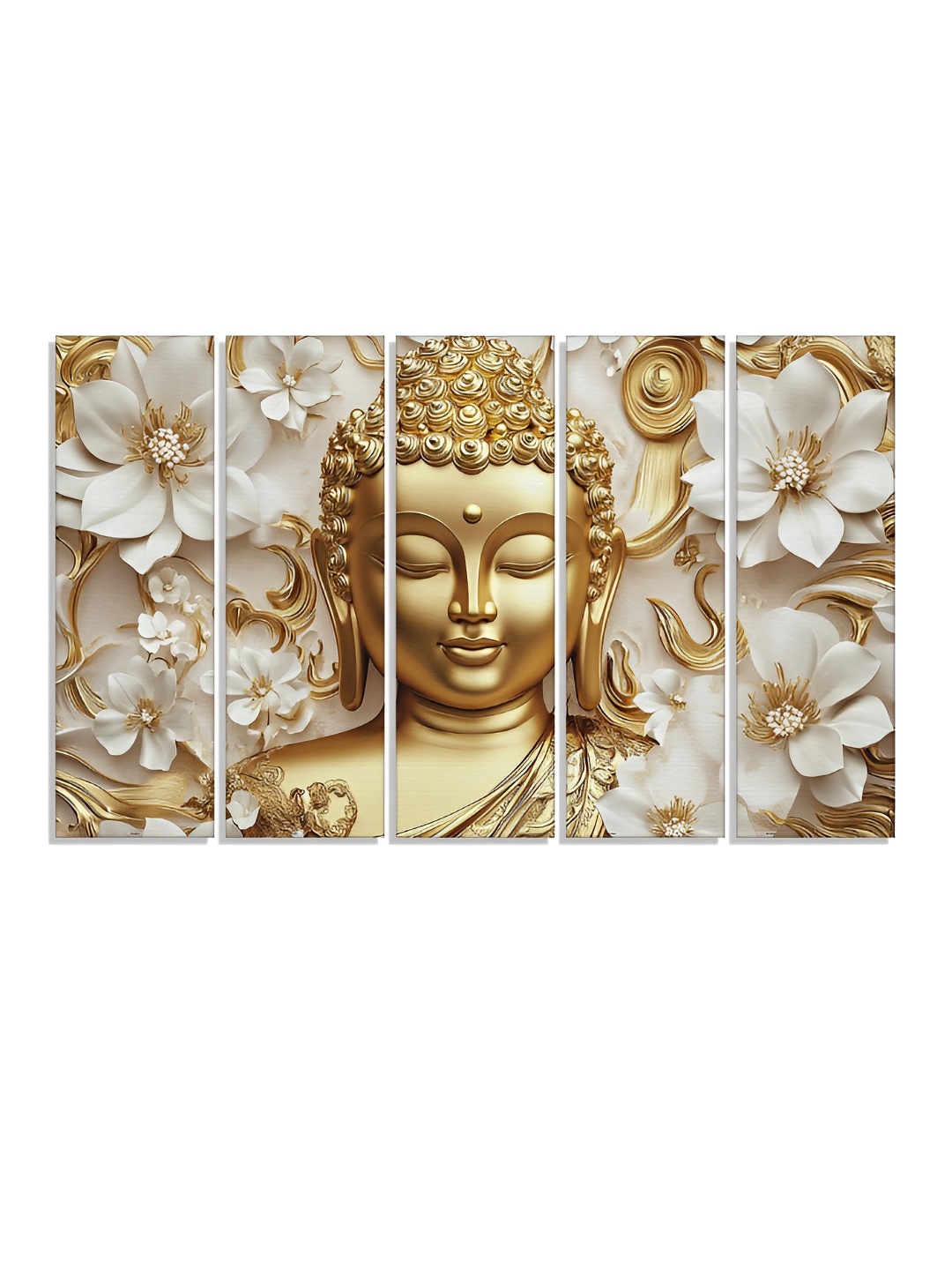 

RANDOM Gold-Toned & White 5 Piece Canvas Other Wall Paintings