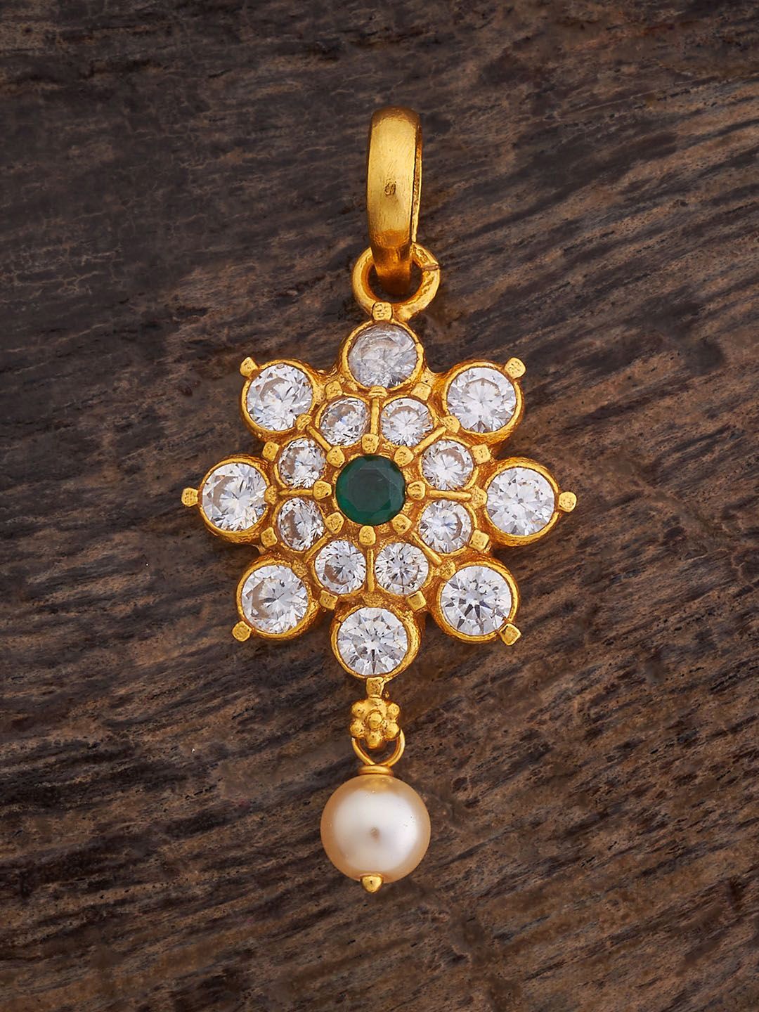 

Kushal's Fashion Jewellery Gold-Plated Floral Shaped Cubic Zirconia Pendant