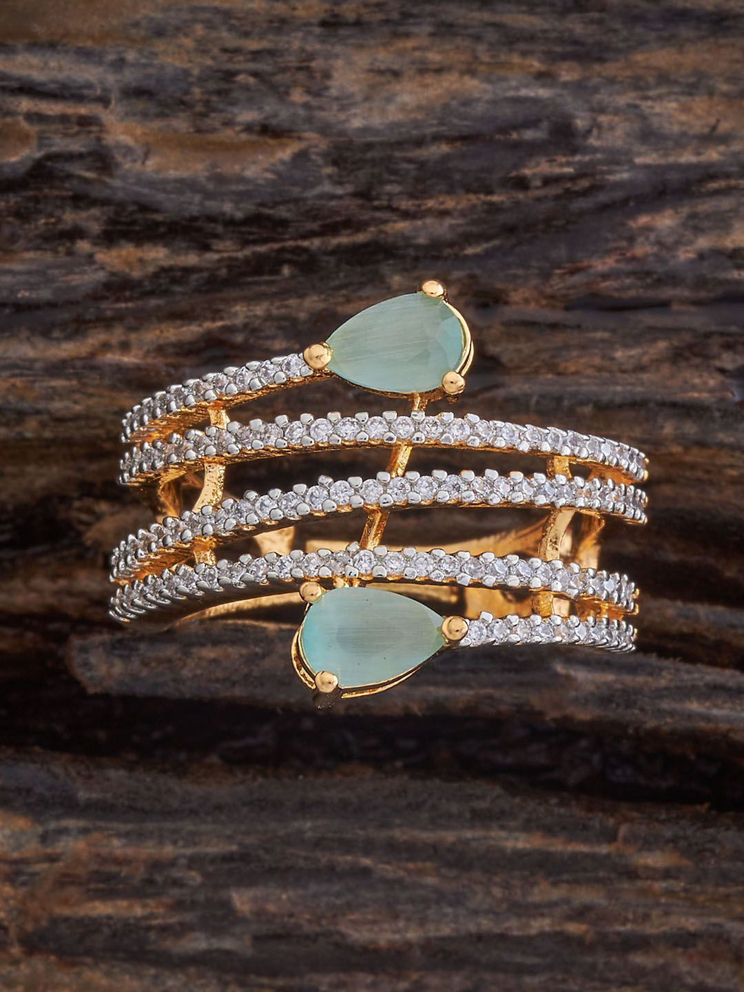 

Kushal's Fashion Jewellery Gold-Plated Cubic Zirconia-Studded Finger Ring