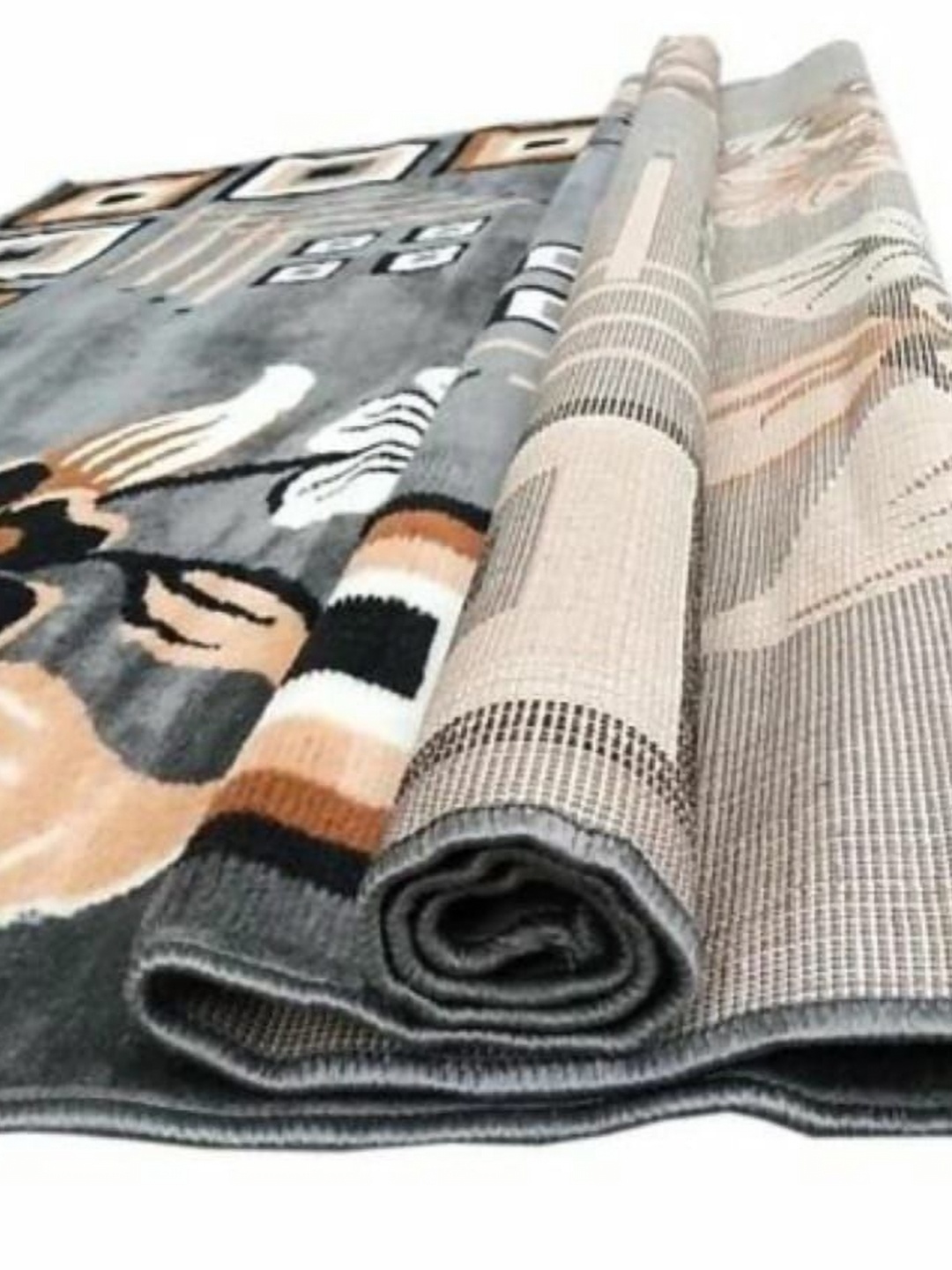 

Samjeeda Handloom carpets Coffee Brown Geometric Anti-Skid Polyester Carpet