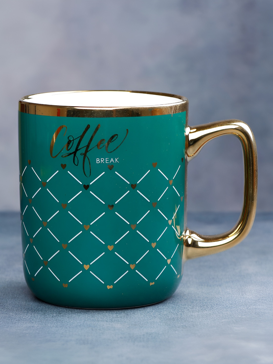 

Archies Green & Gold-Toned Geometric Printed Ceramic Matte Mug 350 ml