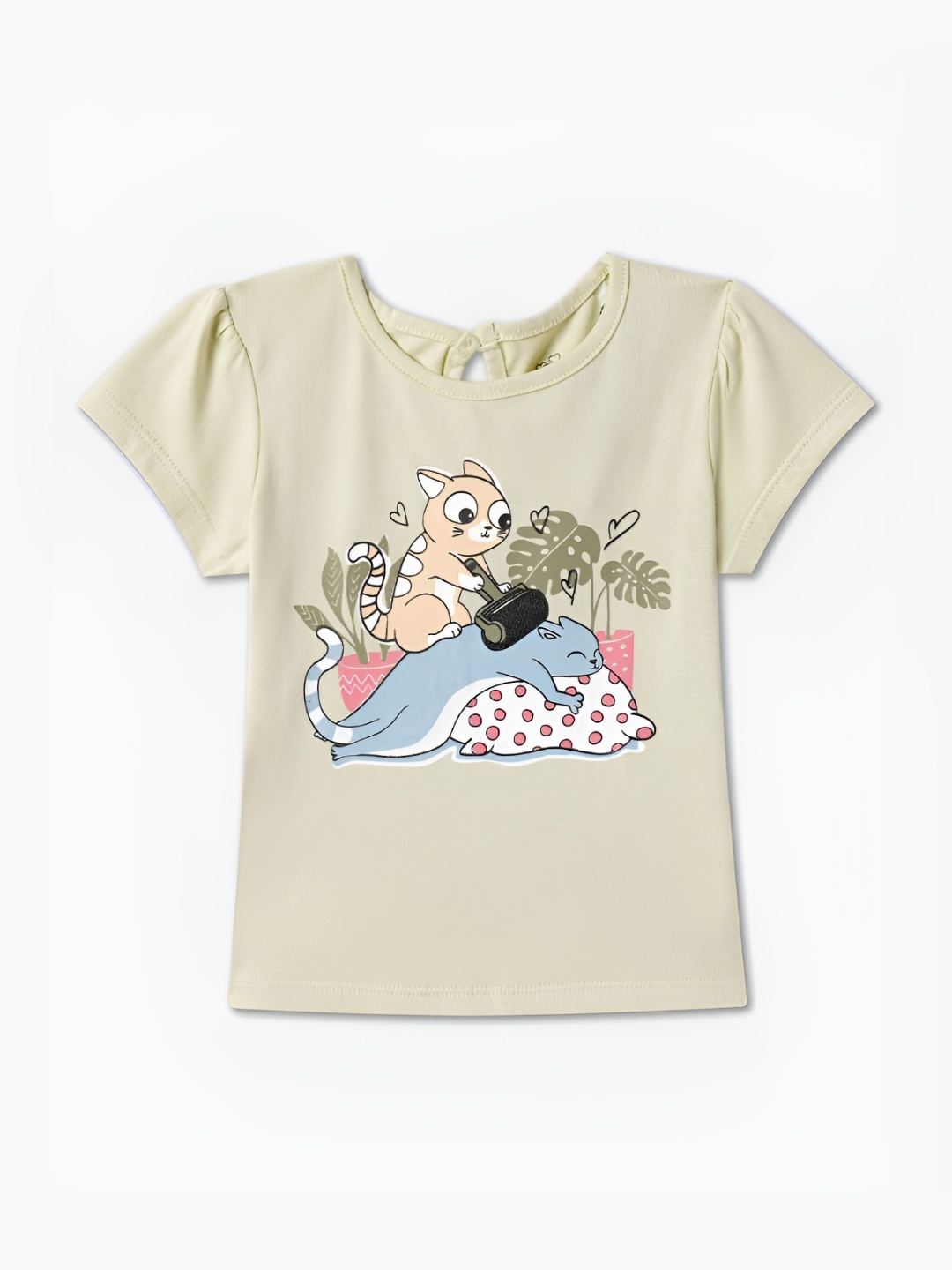 

R&B Girls Graphic Printed Round Neck Cotton T-shirt, Green