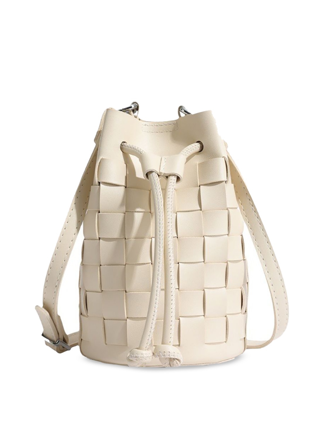 

StyleCast x Revolte Women Textured Bucket Sling Bag, Cream