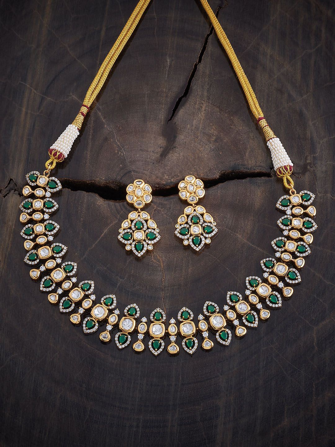 

Kushal's Fashion Jewellery Kundan Stone-Studded Jewellery Set, Gold