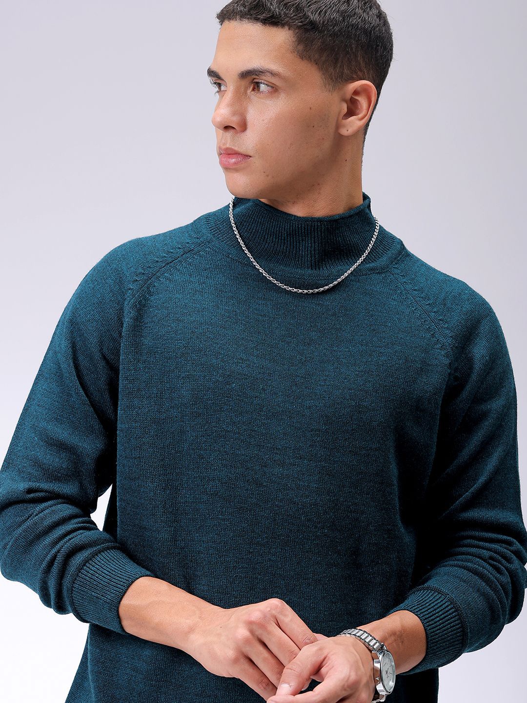

The Indian Garage Co Men Round Neck Long Sleeves Pullover, Teal