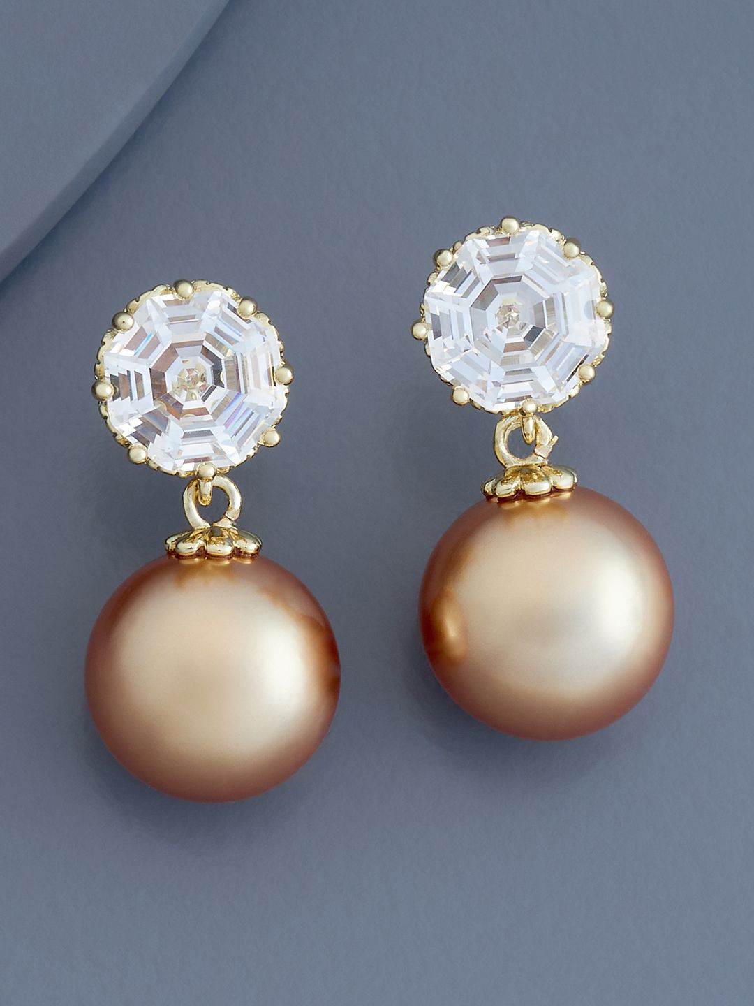 

Kushal's Fashion Jewellery Gold-Plated Geometric Cubic Zirconia Drop Earrings