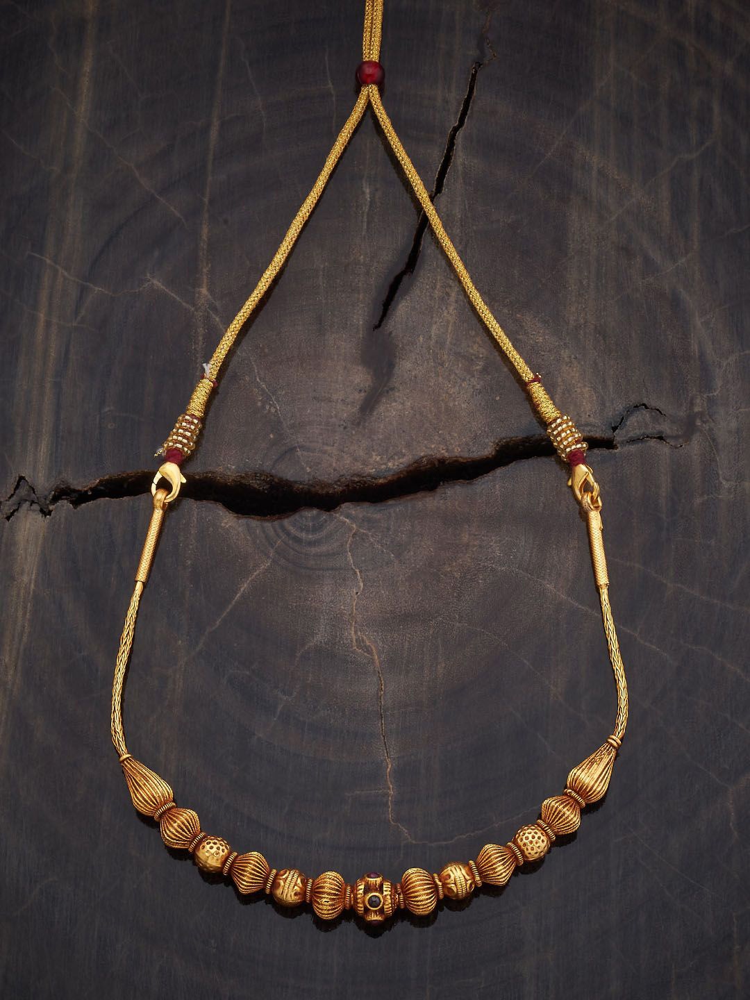 

Kushal's Fashion Jewellery 92.5 Pure Silver Gold-Plated Stone Studded Chain