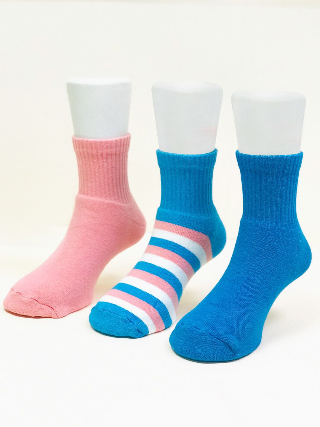 

FOOTPRINTS Kids Pack Of 3 Striped Ankle Length Socks, Pink