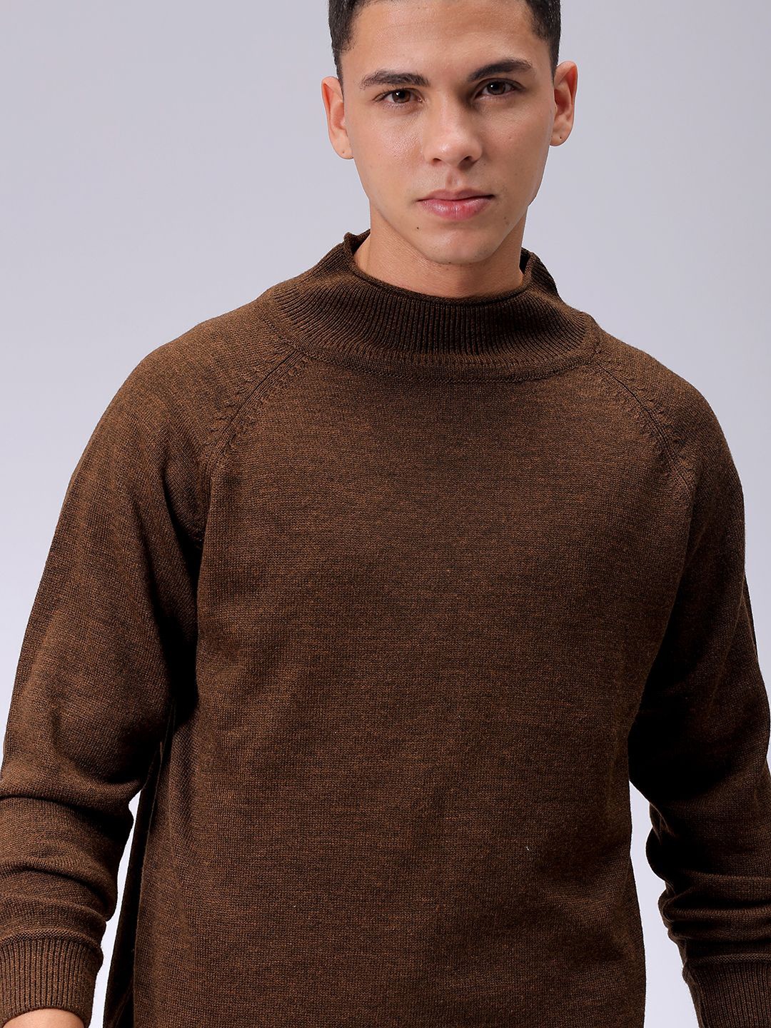 

The Indian Garage Co Men Mock Collar Pullover Sweaters, Brown
