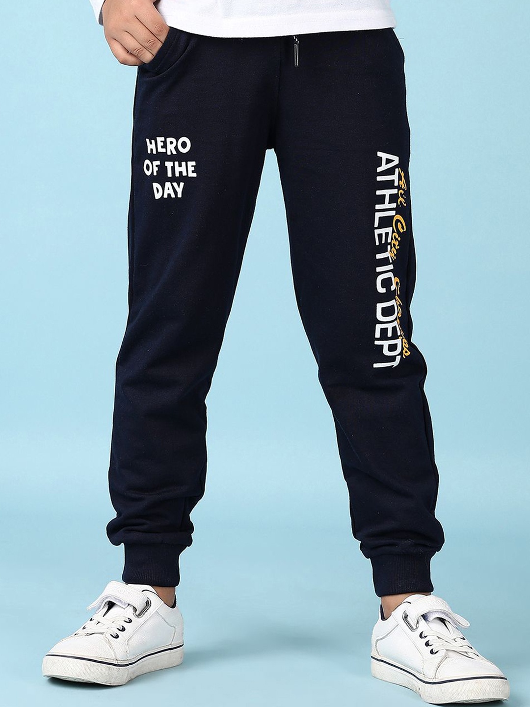 

V-Mart Boys Cotton Mid- Rise Joggers, Navy blue