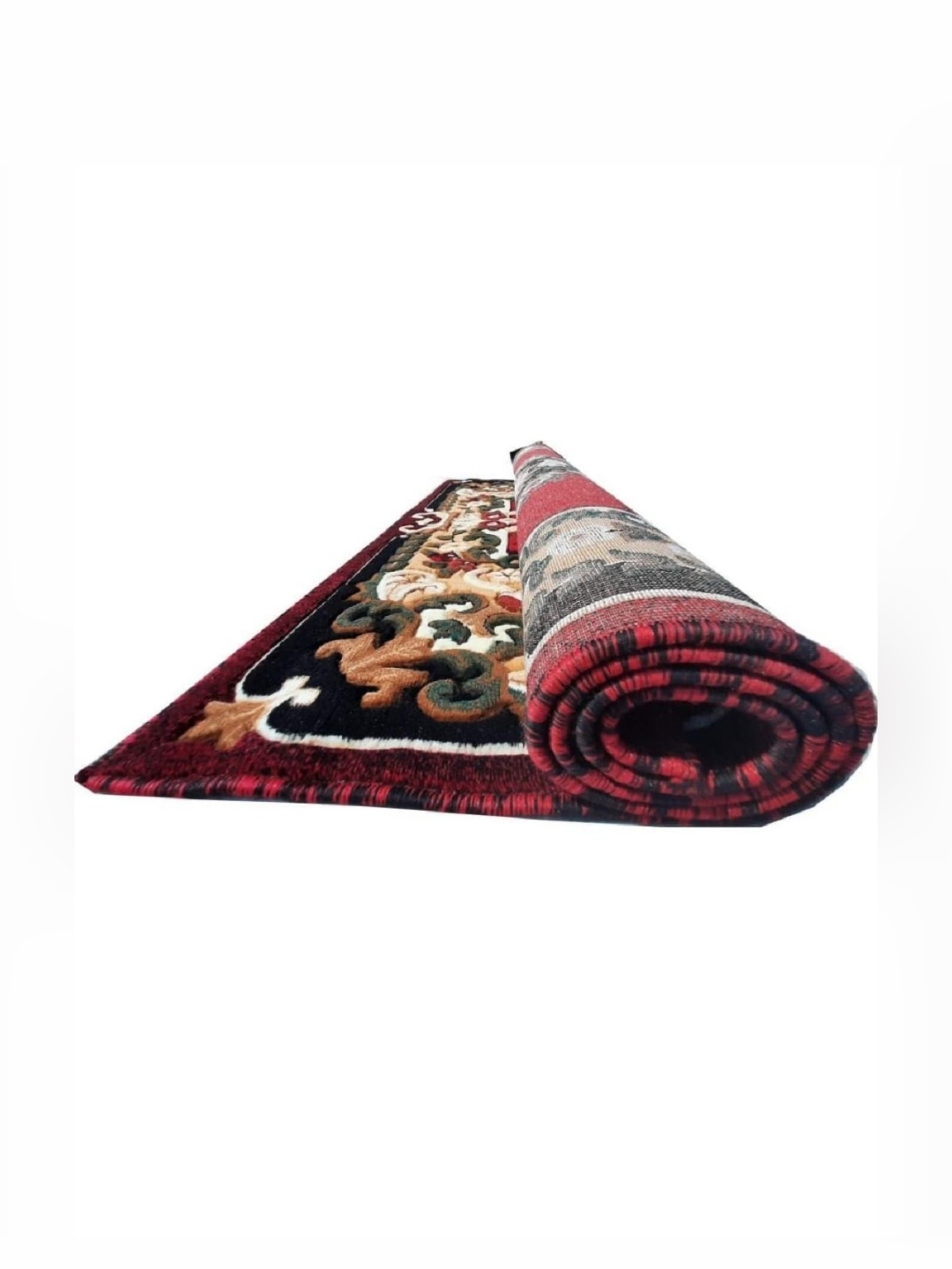 

Samjeeda Handloom carpets Red Geometric Anti-Skid Polyester Carpet