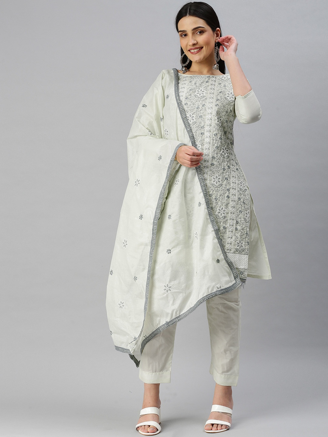 

Maroosh Embroidered Unstitched Dress Material, Grey