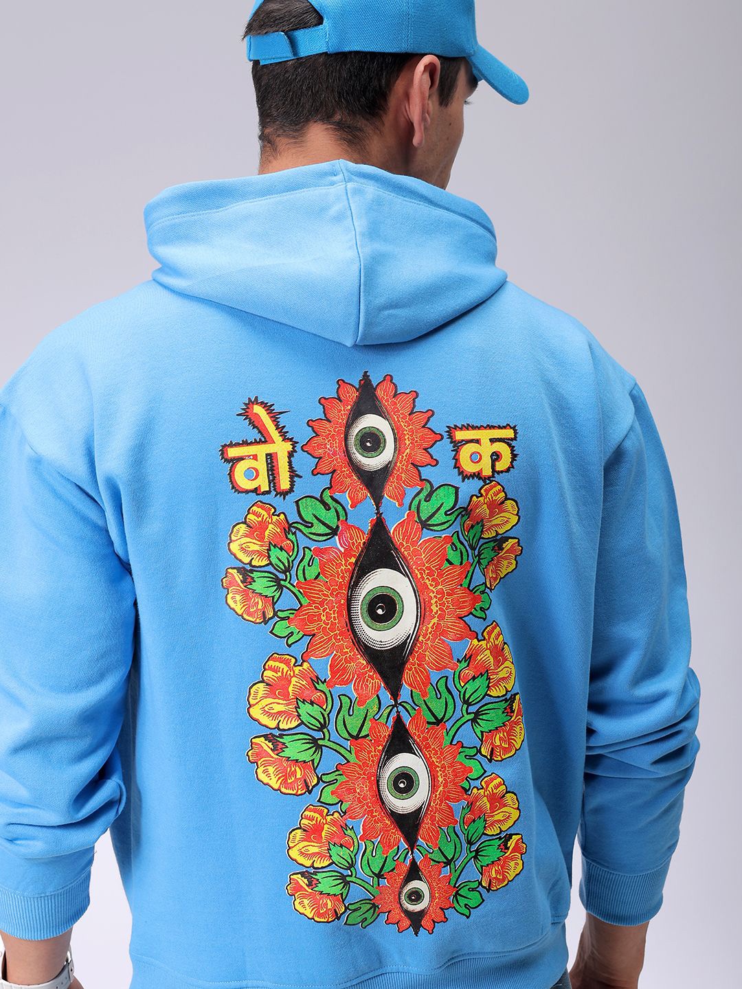 

The Indian Garage Co Men Graphic Printed Hooded Long Sleeves Pullover Sweatshirt, Blue