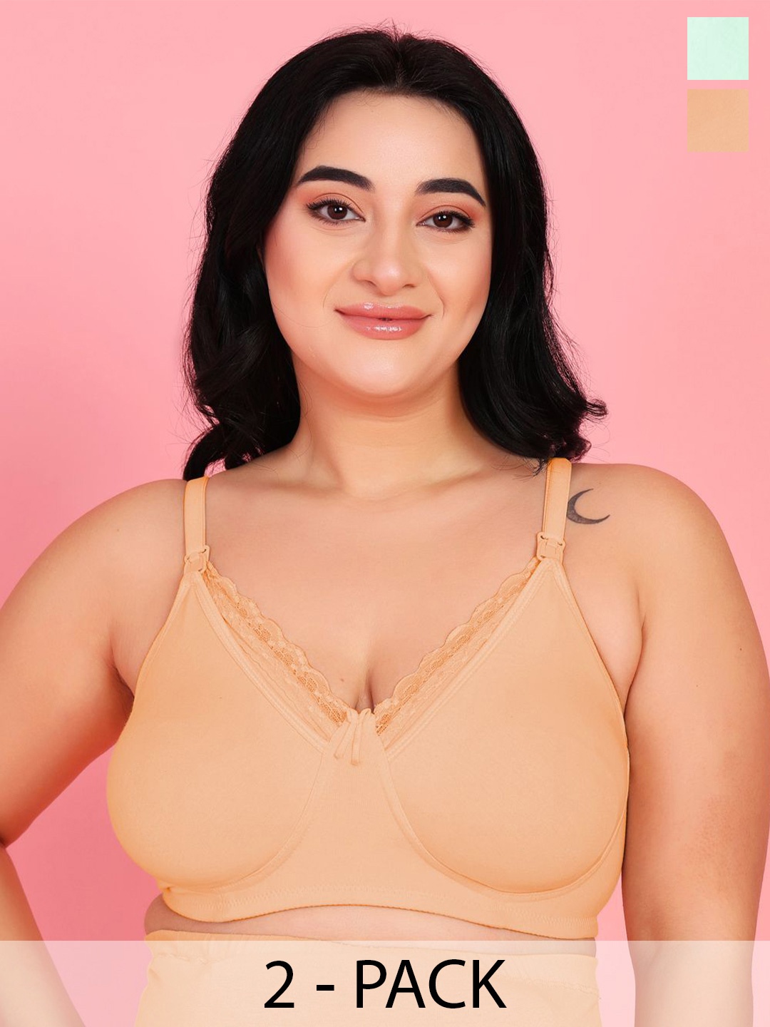 

Da Intimo Women Pack Of 2 Full Coverage Non Padded Bra, Orange