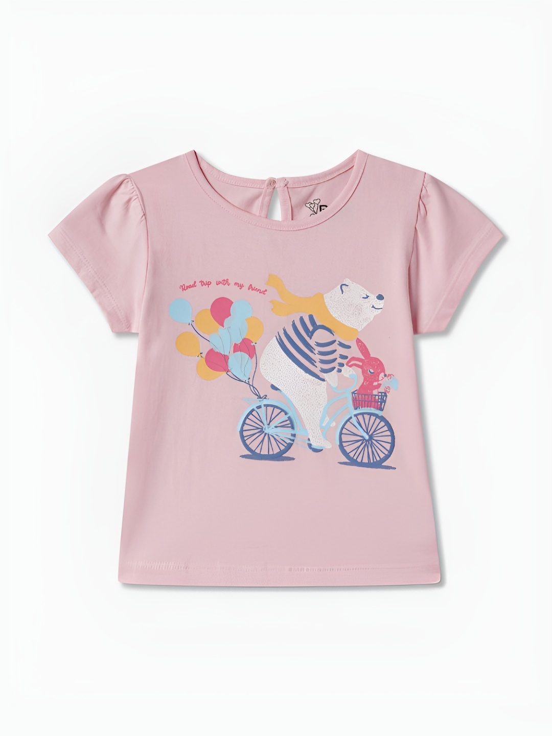 

R&B Girls Graphic Printed Round Neck Cotton T-shirt, Pink