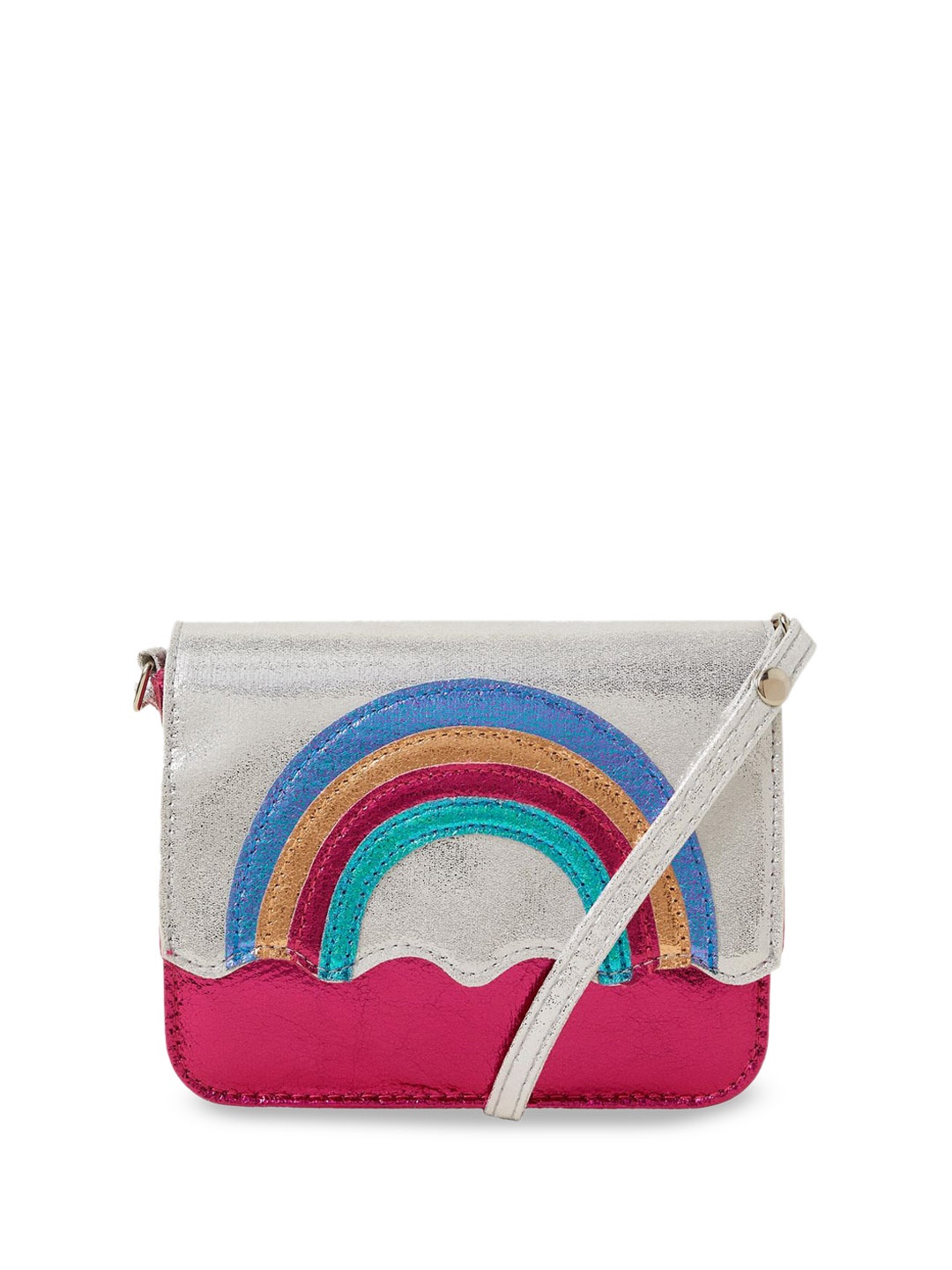 

Accessorize Girls Graphic Printed Structured Sling Bag, Grey