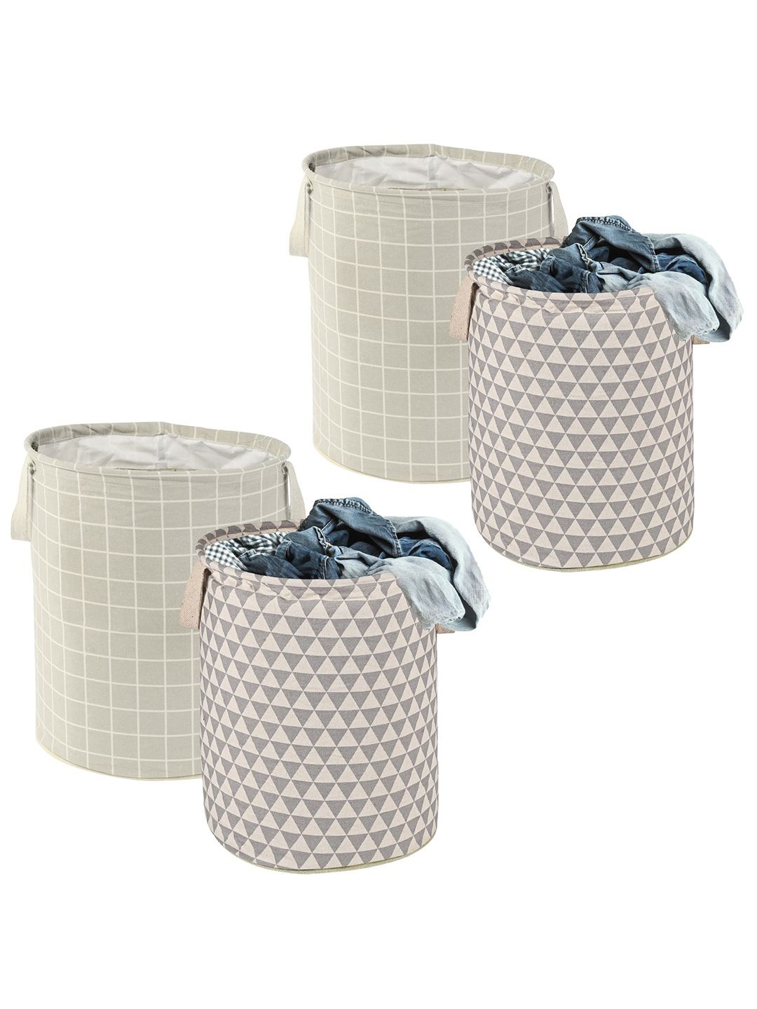 

Kuber Industries Grey 4 Pieces Printed Cotton Laundry Bags 60 L Each