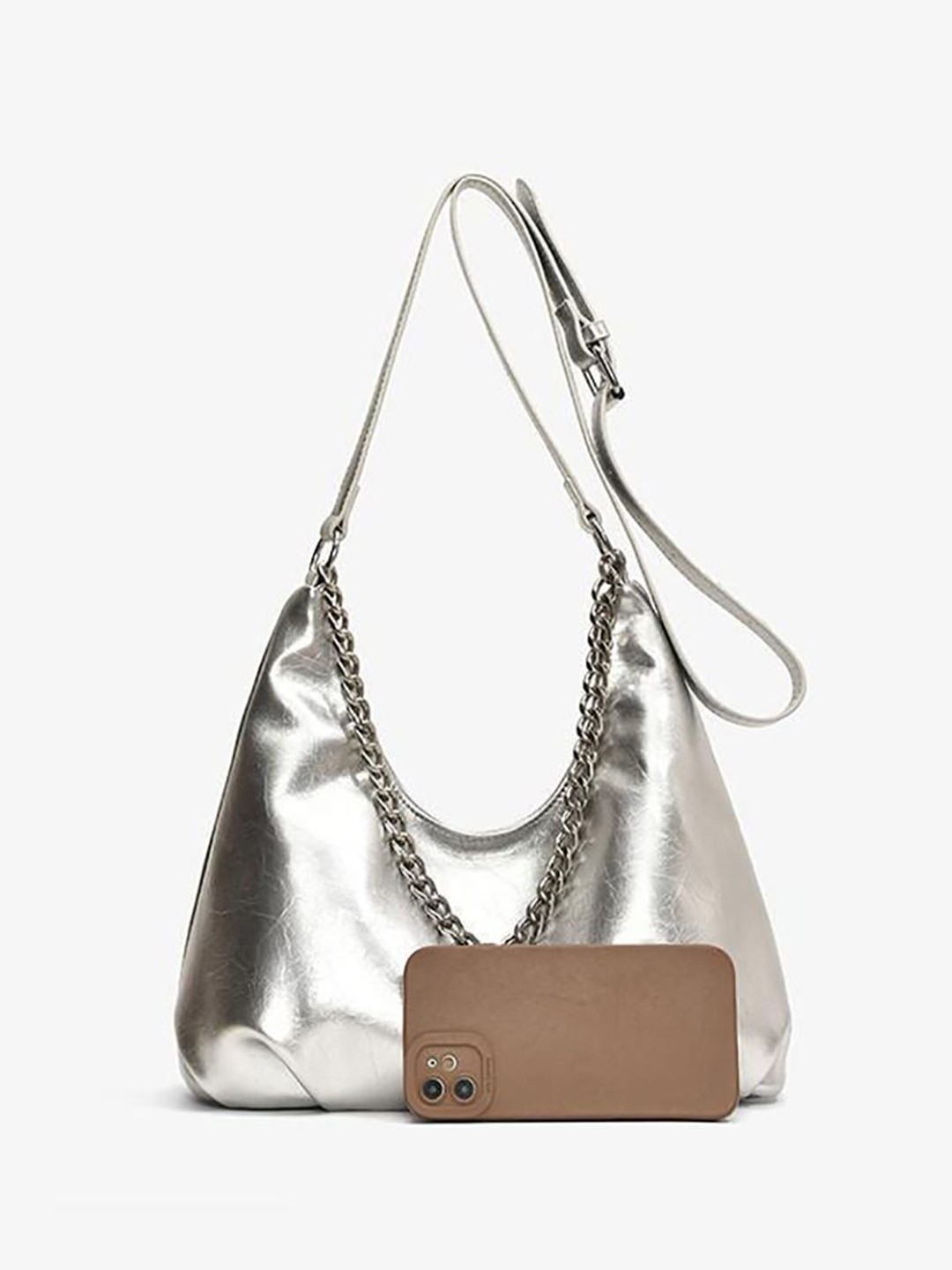 

StyleCast x Revolte Women Solid Shopper Shoulder Bag, Silver