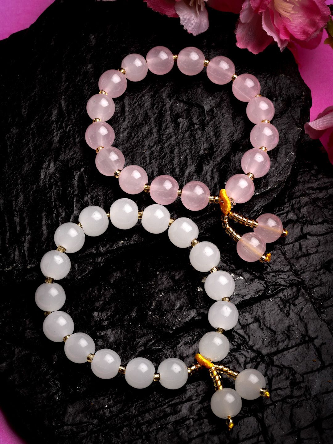 

Stoln Girls Set Of 2 Crystals Beaded Charm Bracelet, White