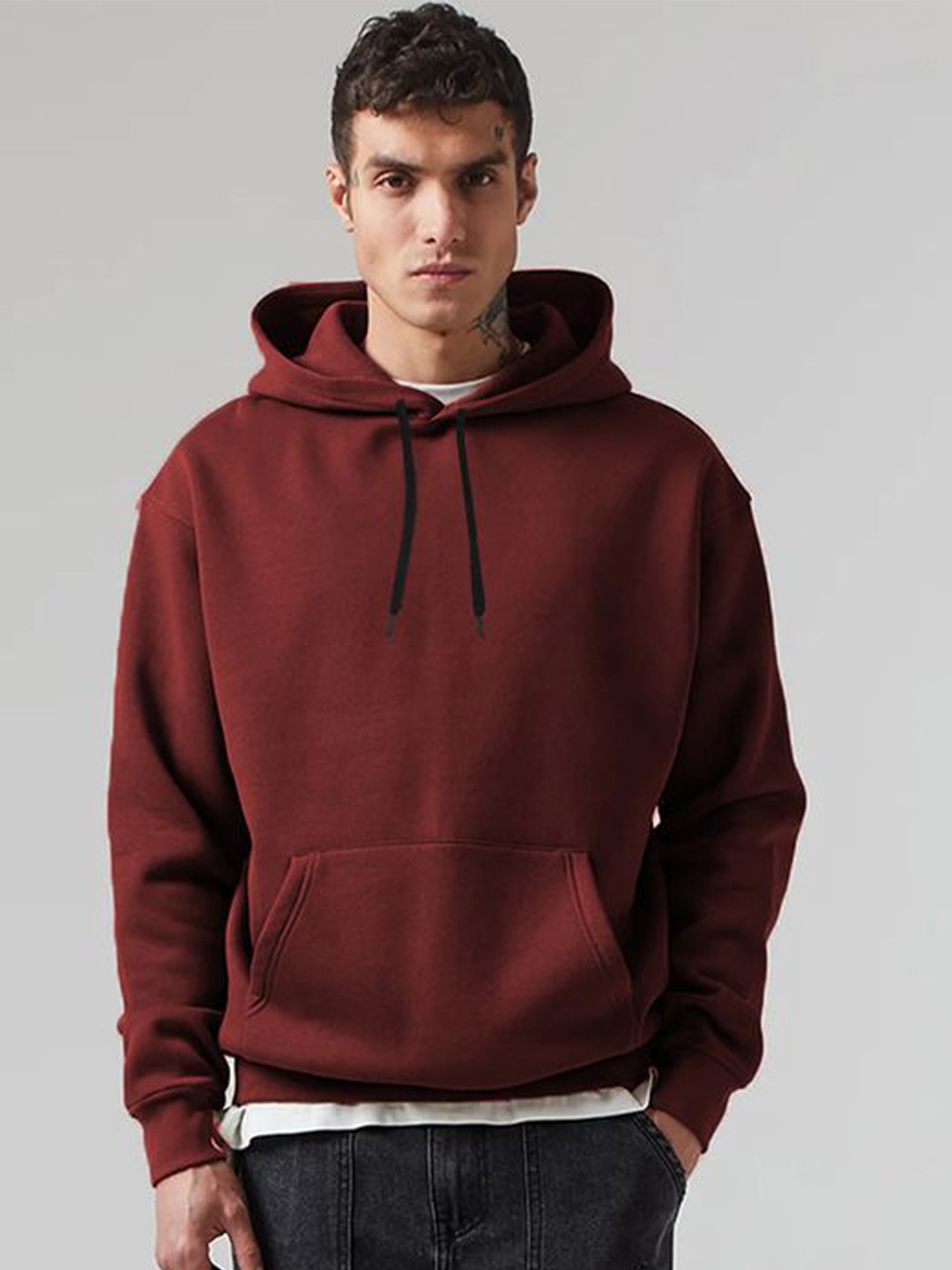 

Genzy Men Hooded Sweatshirt, Maroon