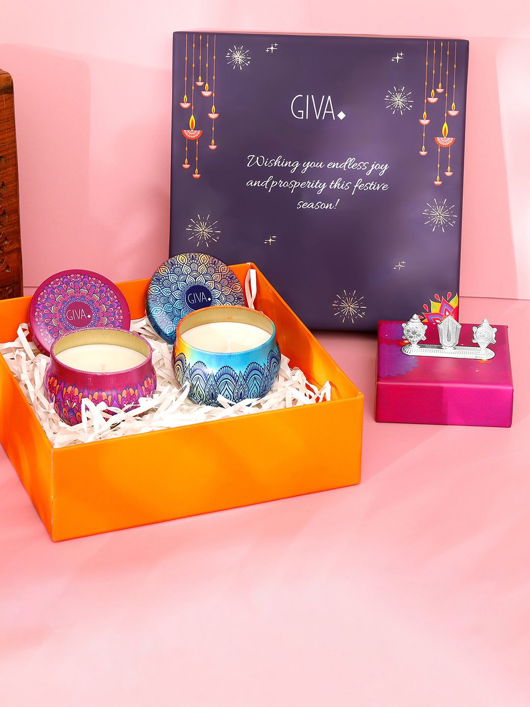 

GIVA Grey & Pink 2 Pieces Diwali Home Gift Sets