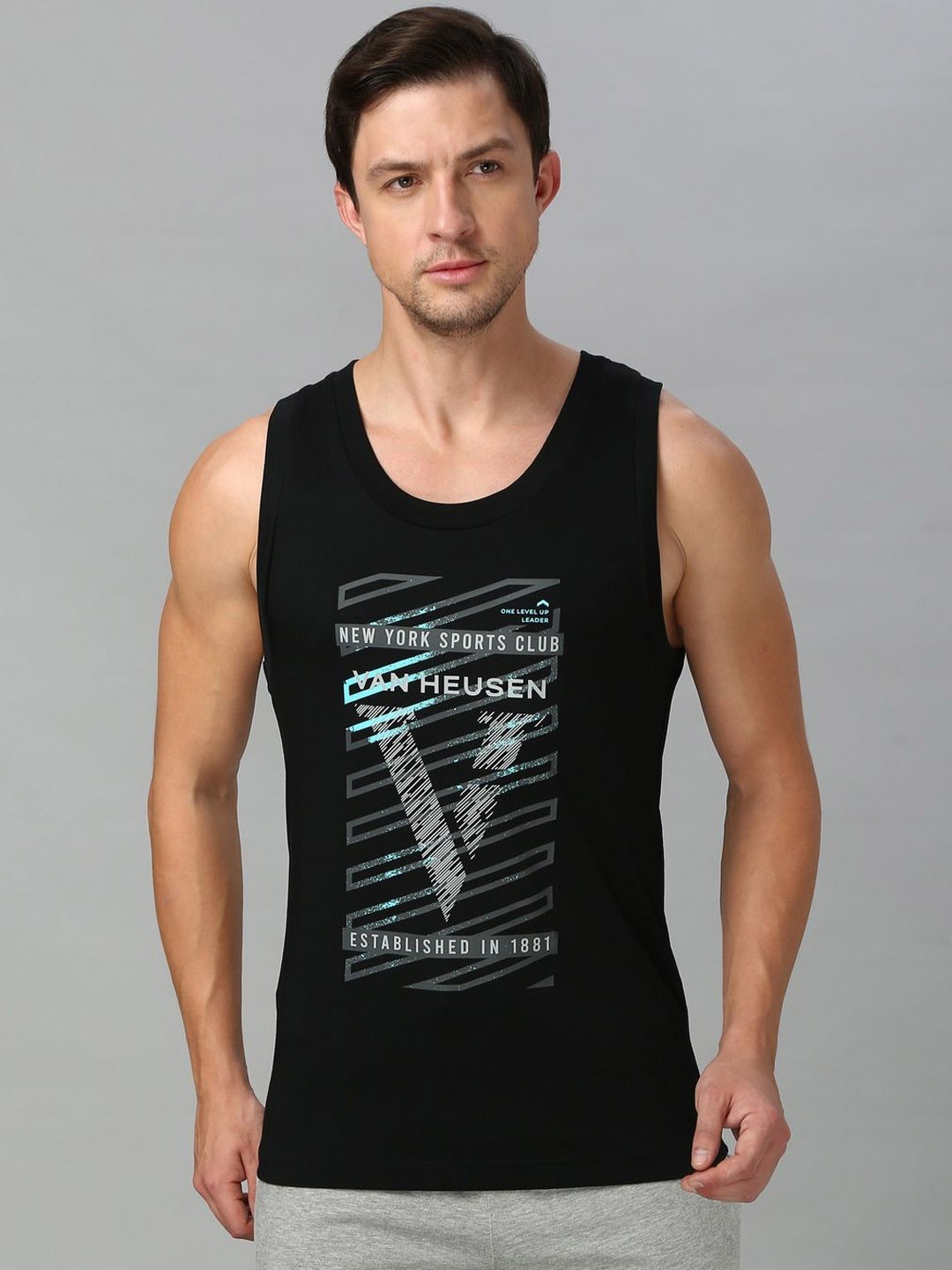 

Van Heusen Sport Men Graphic Print Super Soft All Day Comfort Vest, Black