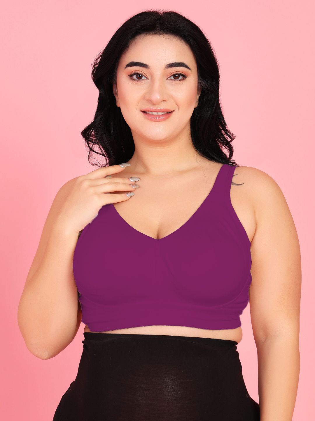 

Da Intimo Women Plus Size Cotton Full Coverage Non Padded Bra, Purple