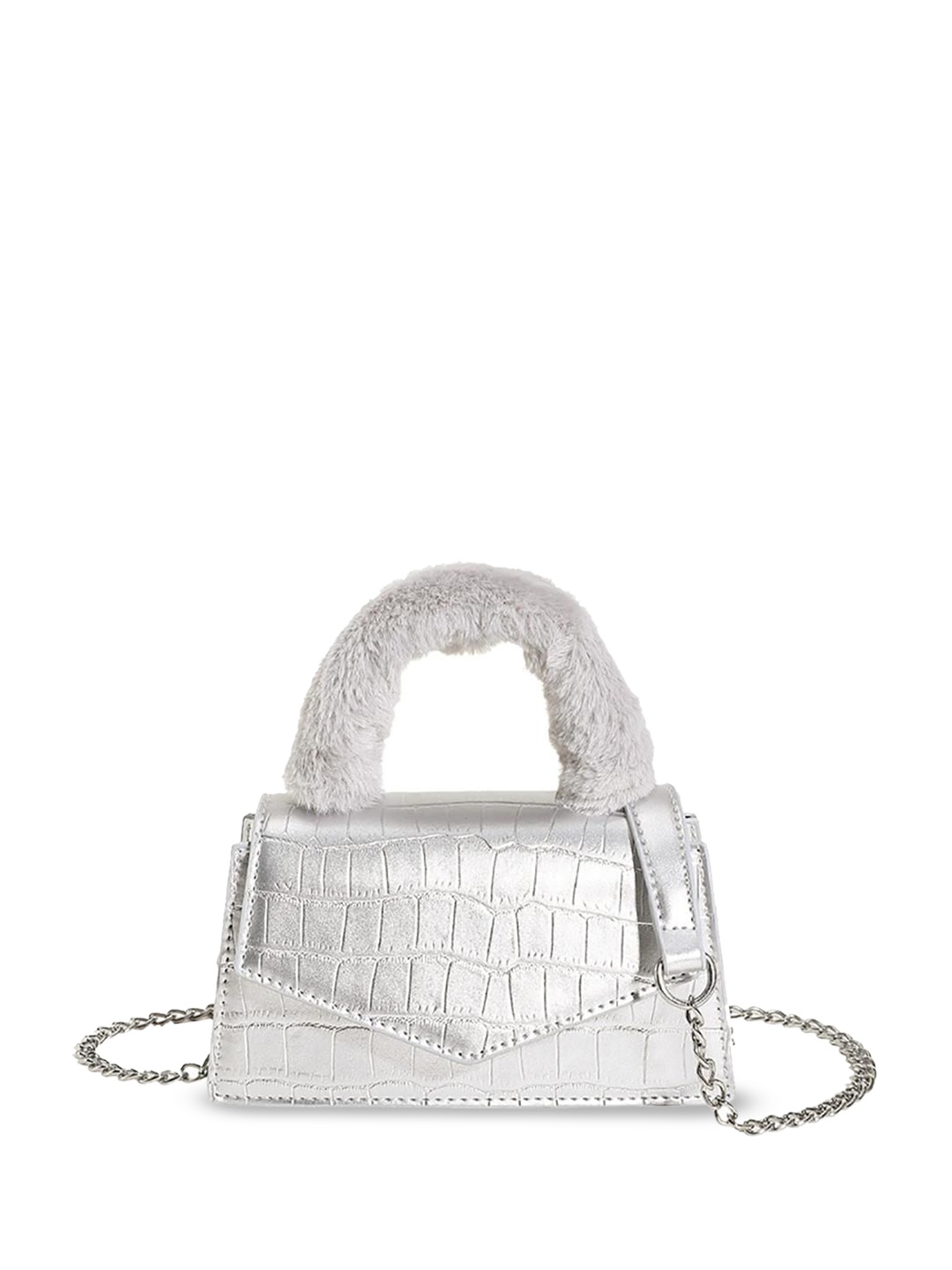 

StyleCast x Revolte Women Textured Structured Handheld Bag, Silver