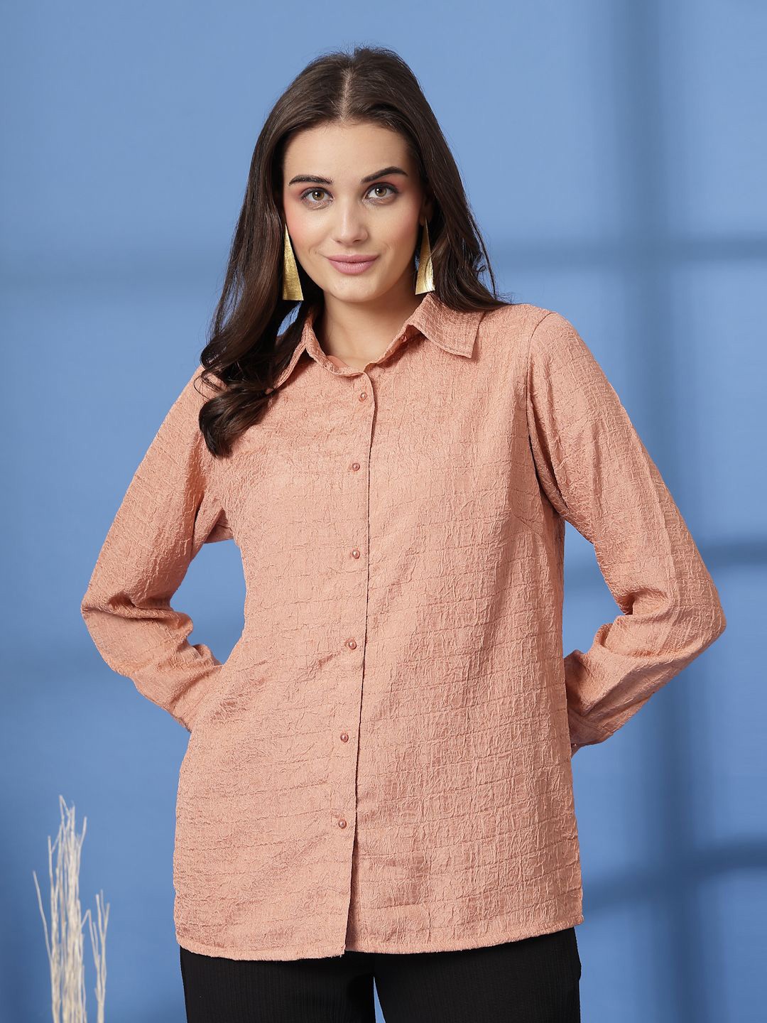 

plusS Women Opaque Casual Shirt, Pink