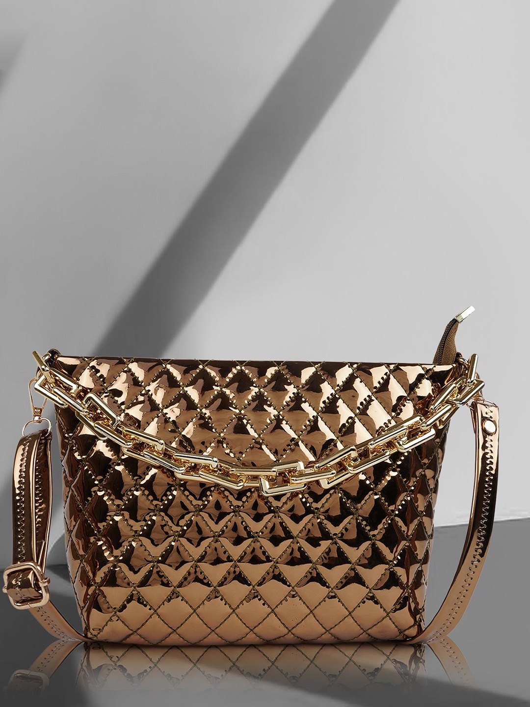

PARSLEY Women Textured Solid Structured Sling Bag, Beige