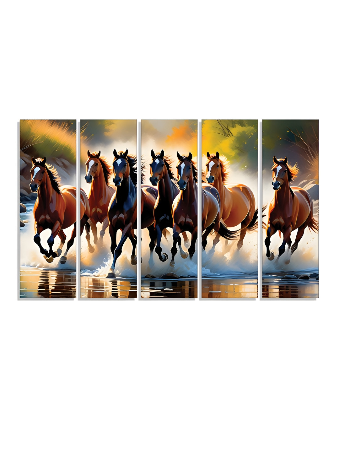 

RANDOM Vinyl Brown & Yellow 5 Piece Printed Canvas Wall Paintings