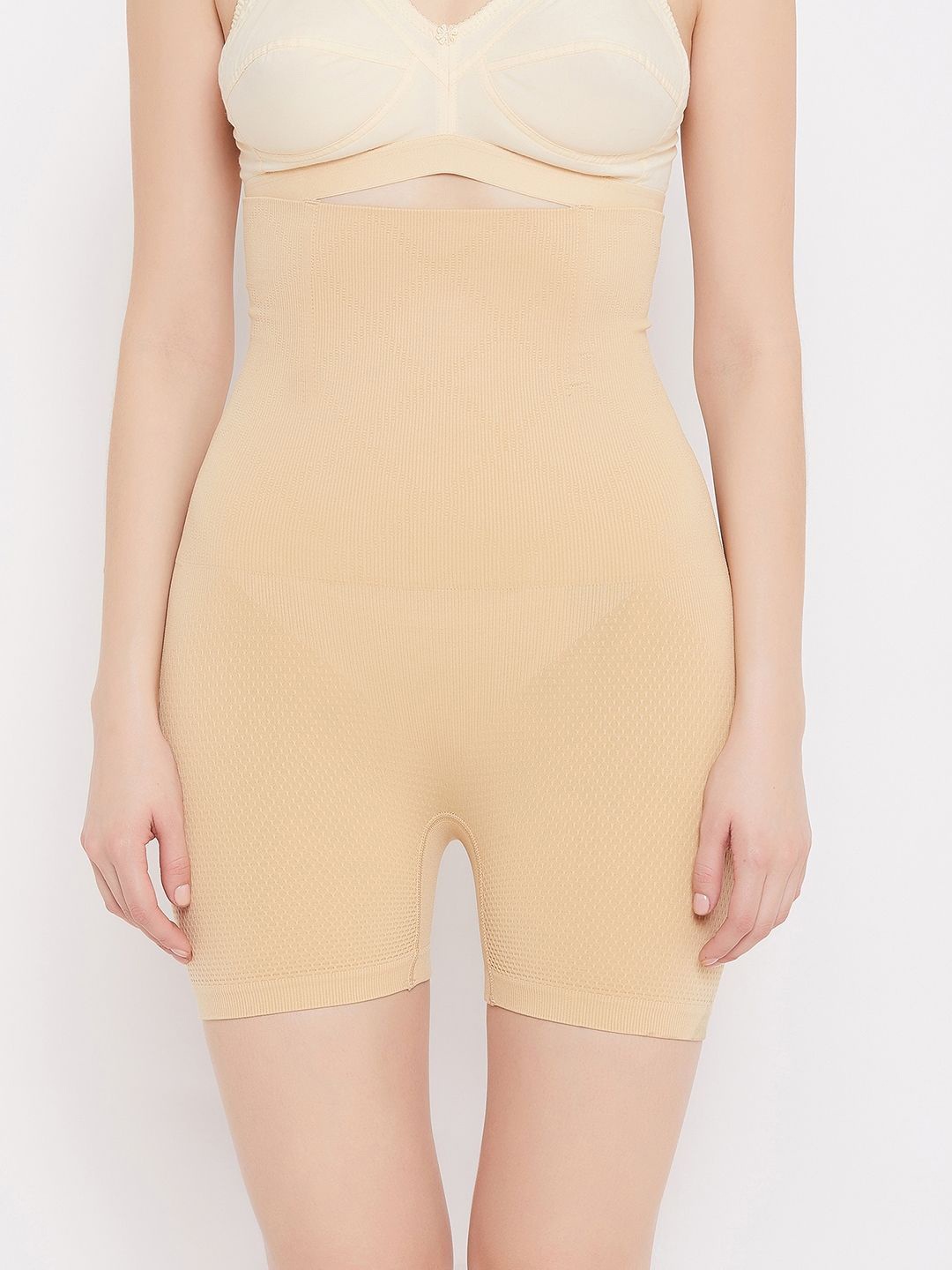 

SECRETS BY ZEROKAATA Women Seamless High Waist Tummy Tucker & Thigh Shapewear, Nude