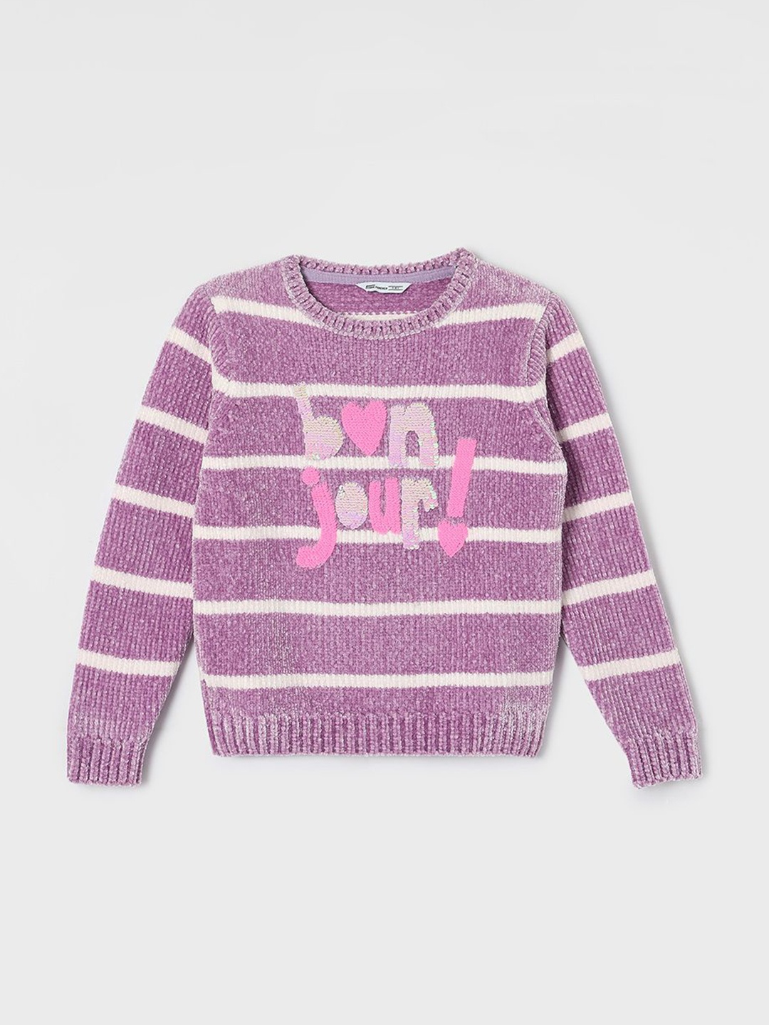 

Fame Forever by Lifestyle Girls Long Sleeves Striped Pullover, Purple