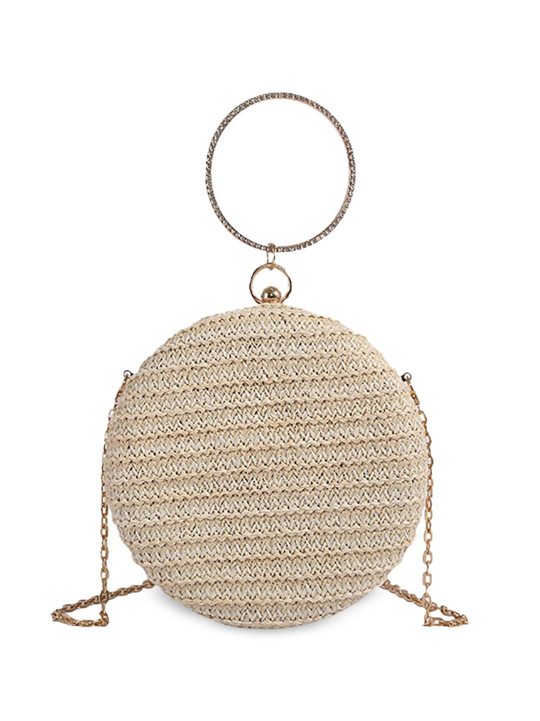 

StyleCast x Revolte Women Textured Structured Sling Bag, Beige