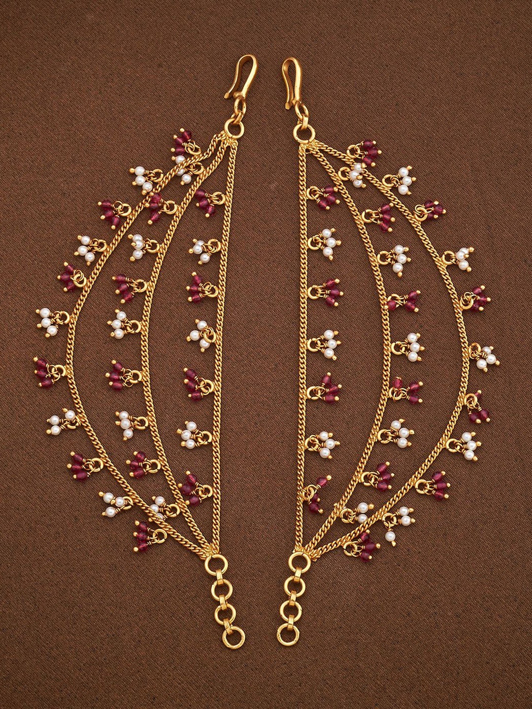 

Kushal's Fashion Jewellery Gold Plated Beaded Layered Ear Cuff Earrings