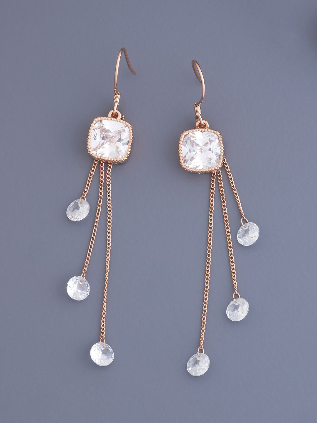 

Kushal's Fashion Jewellery Rose Gold Plated Contemporary Drop Earrings, White