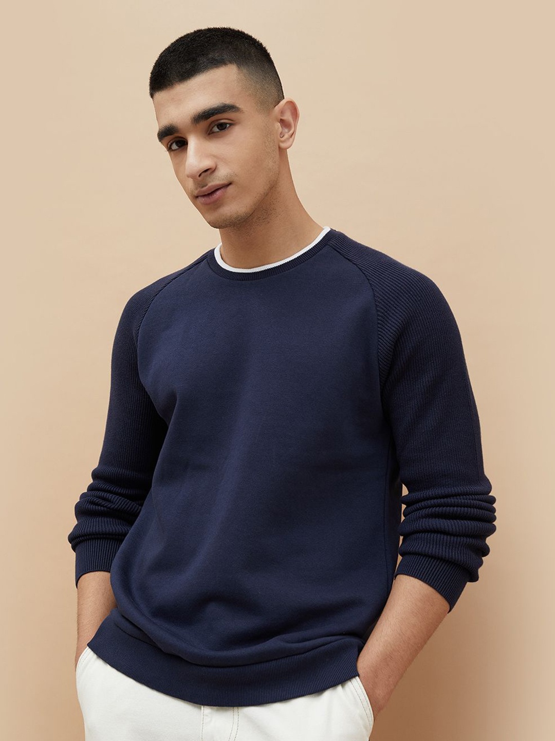 

Bossini Men Round Neck Cotton Winter Sweatshirt, Blue