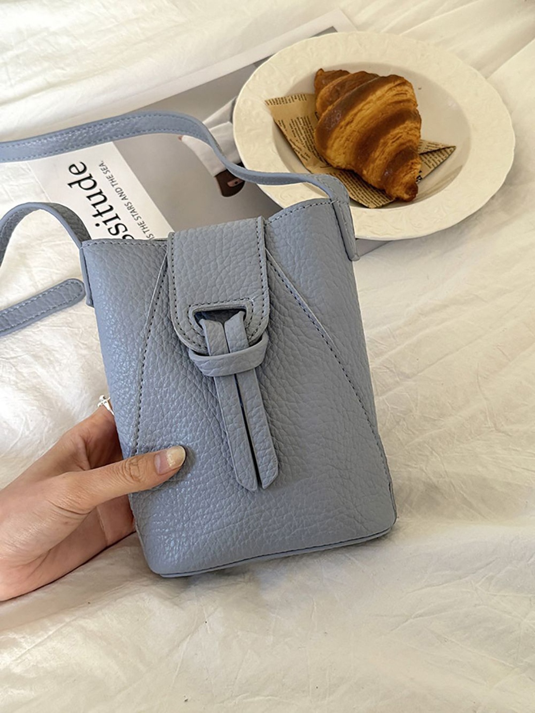 

StyleCast x Revolte Women Textured Structured Sling Bag, Grey