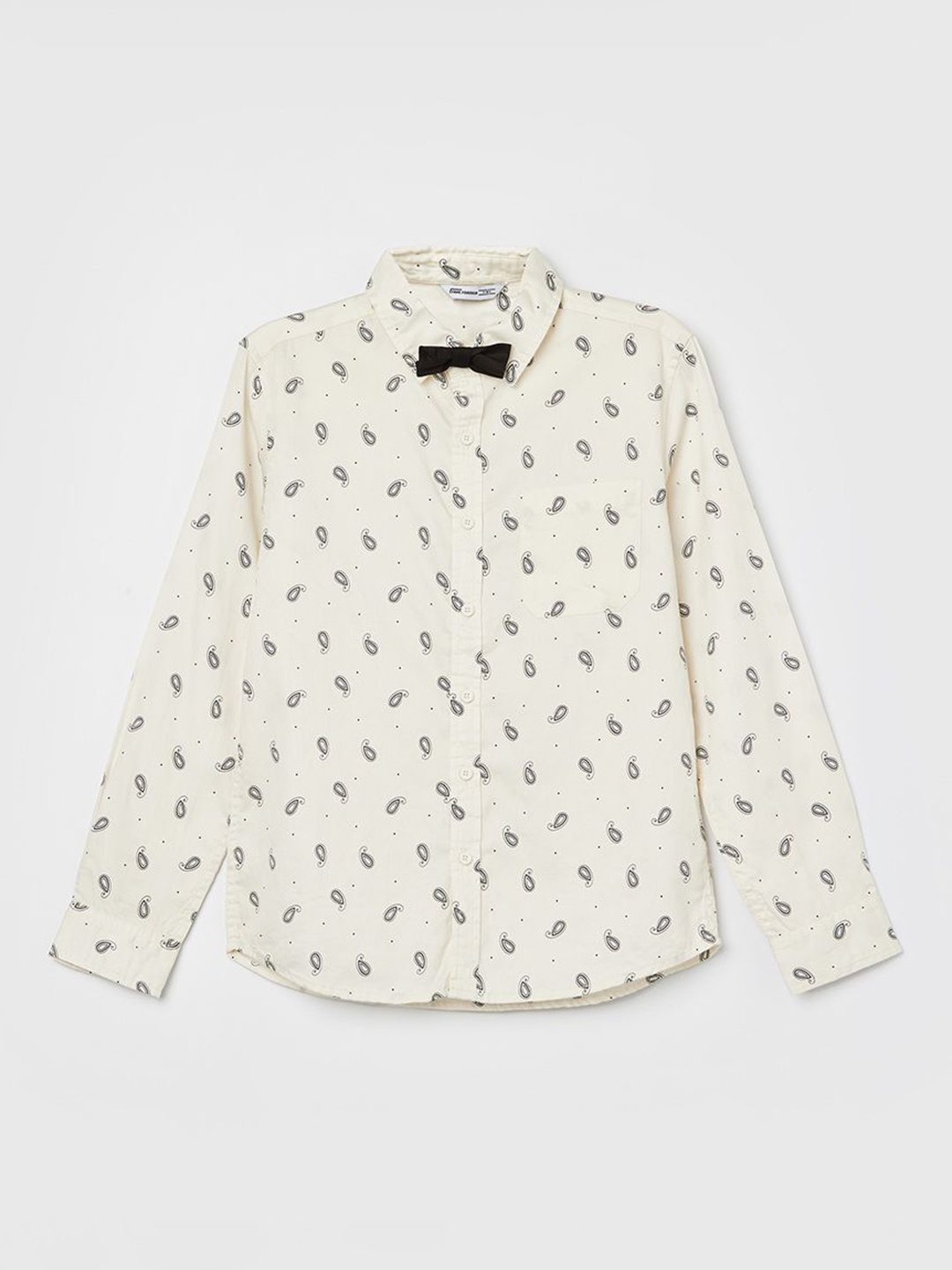 

Fame Forever by Lifestyle Boys Spread Collar Conversational Printed Cotton Casual Shirt, White