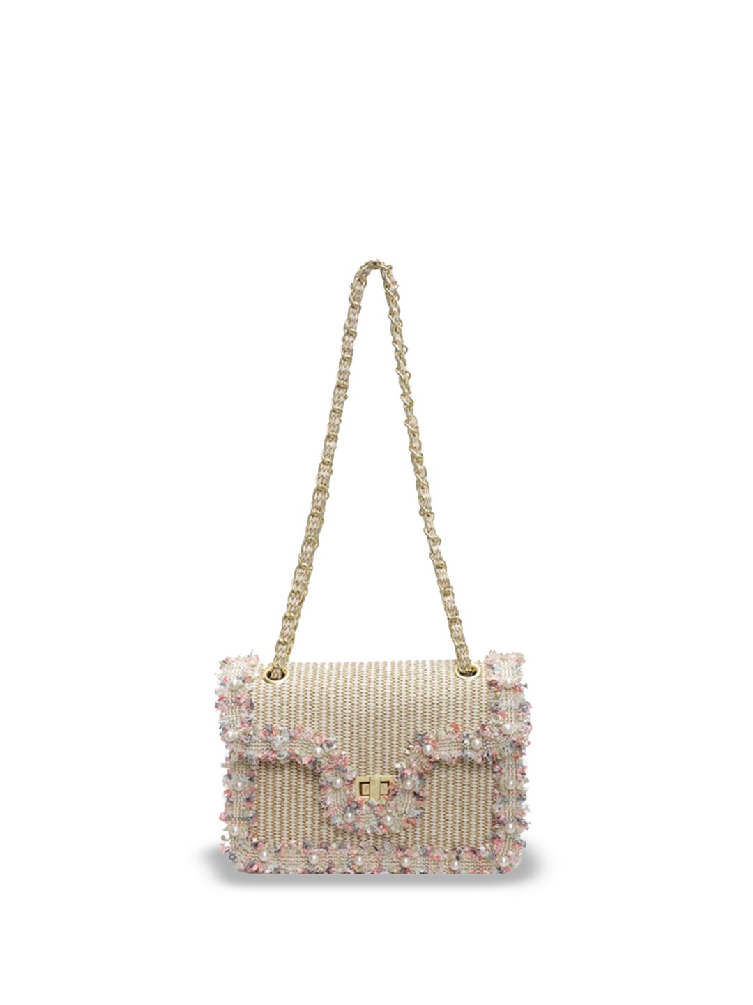 

StyleCast x Revolte Women Embellished Swagger Sling Bag, Beige