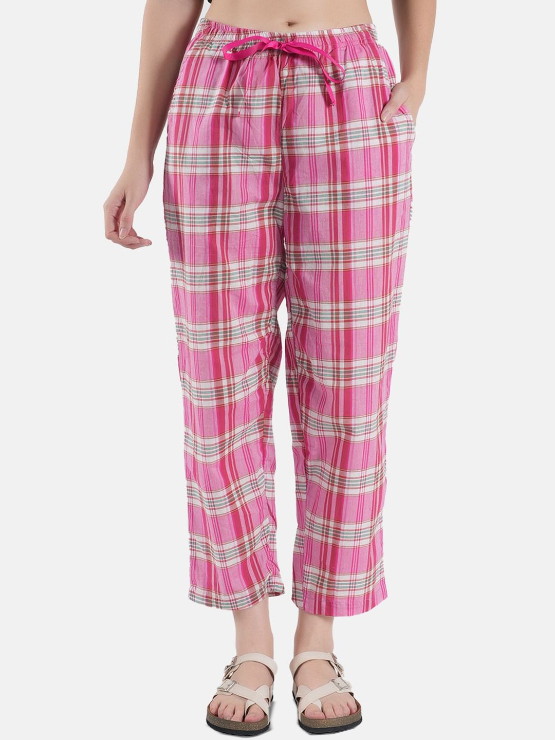 

Jandir Fashion Women Mid-Rise Printed Cotton Trousers, Fuchsia