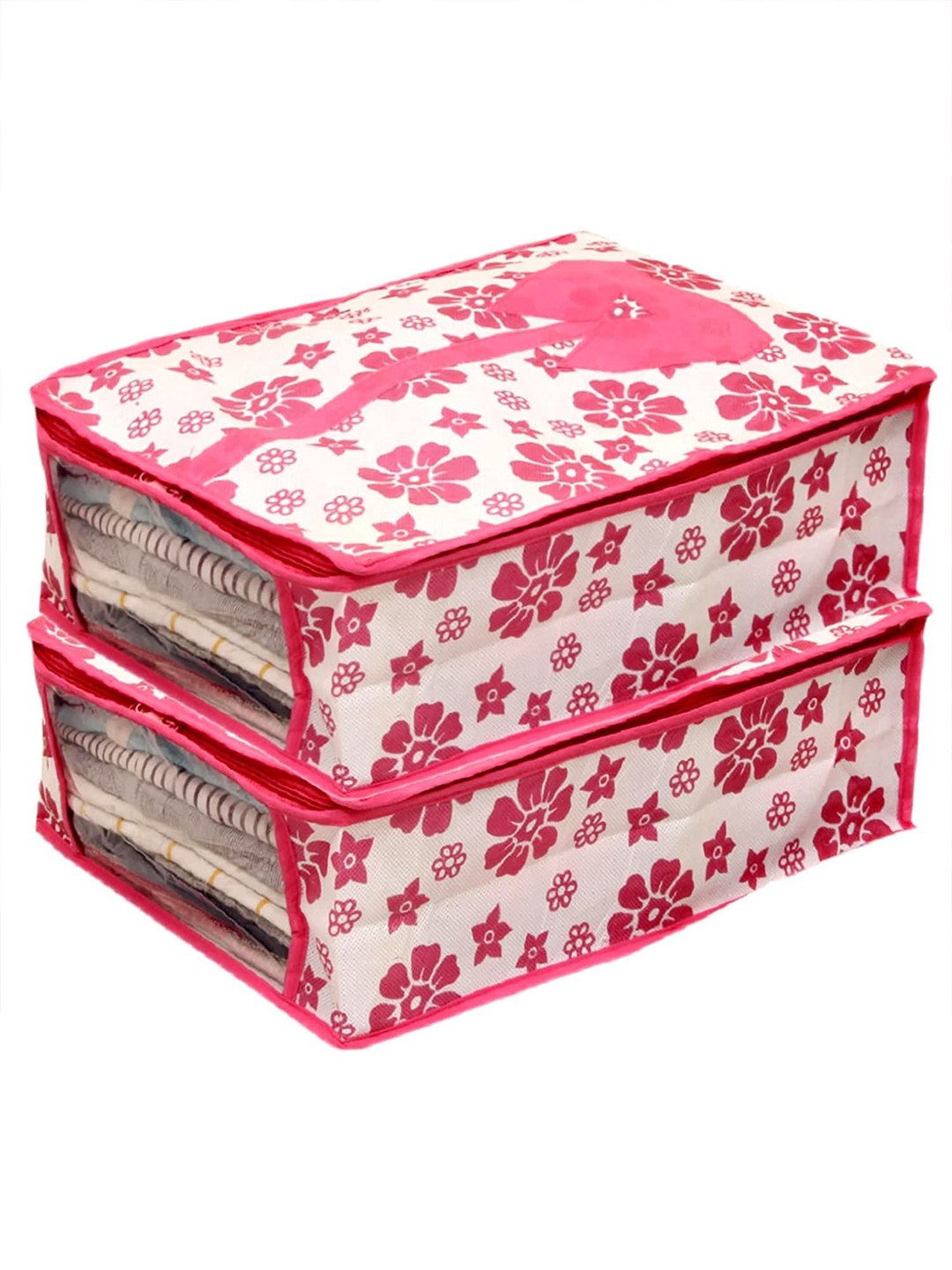 

Kuber Industries Pink 2 Pieces Floral Printed Shirts & Clothing Organisers