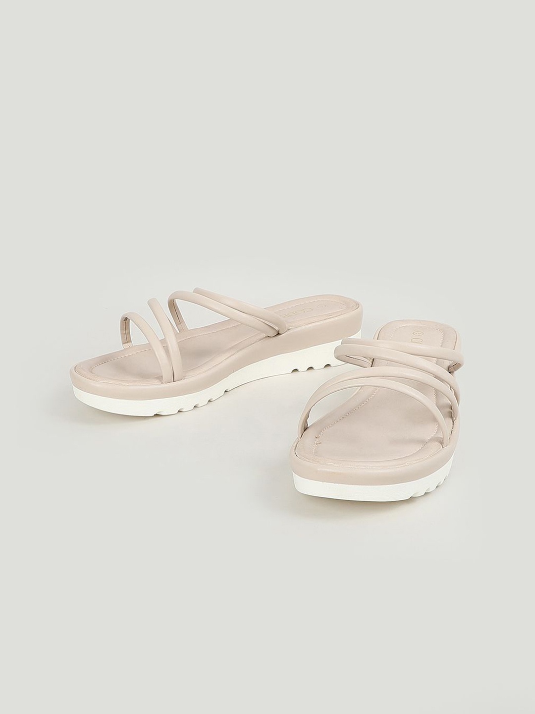 

CODE by Lifestyle Women Casual PU Open Toe Flats, Cream