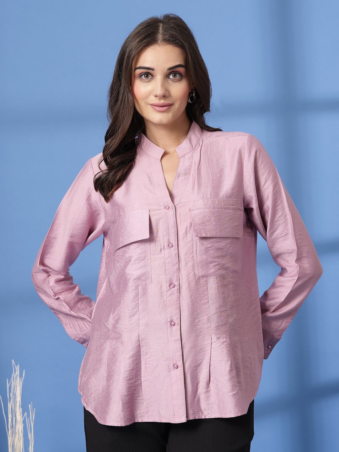 

plusS Women Opaque Casual Shirt, Pink