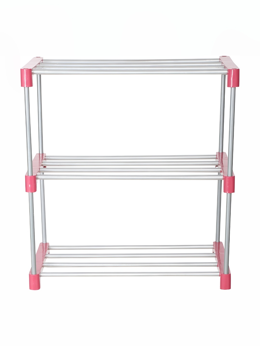 

Decent Hut Pink & Silver Toned 3 Tier Rectangle Stainless Steel Shoe Rack