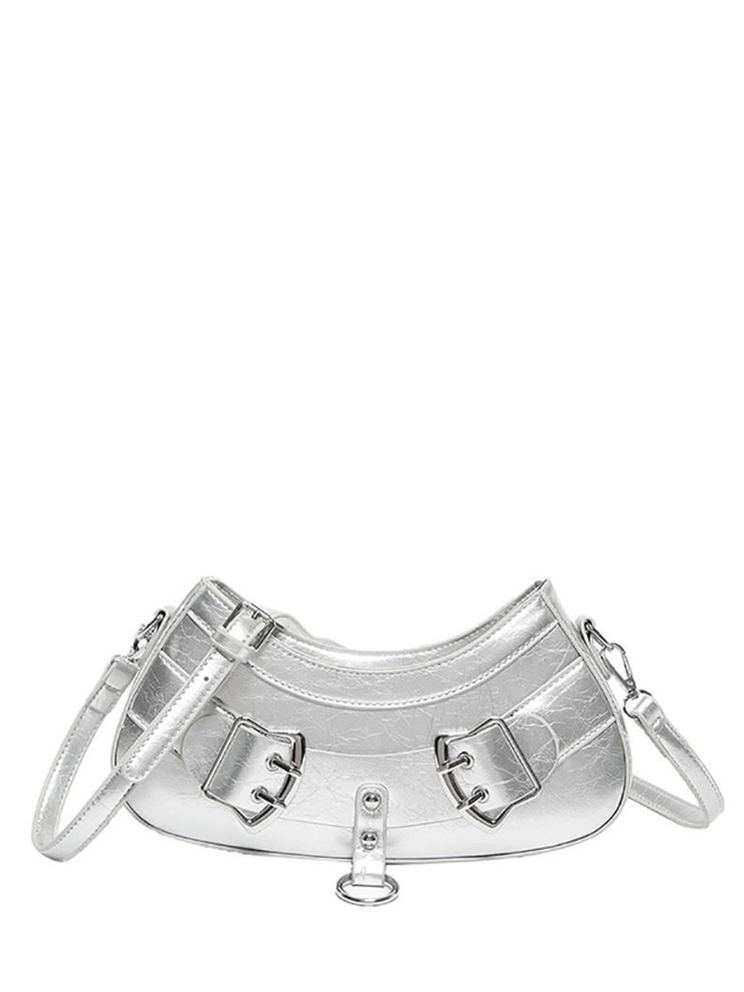 

StyleCast x Revolte Women Textured Half Moon Sling Bag, Silver