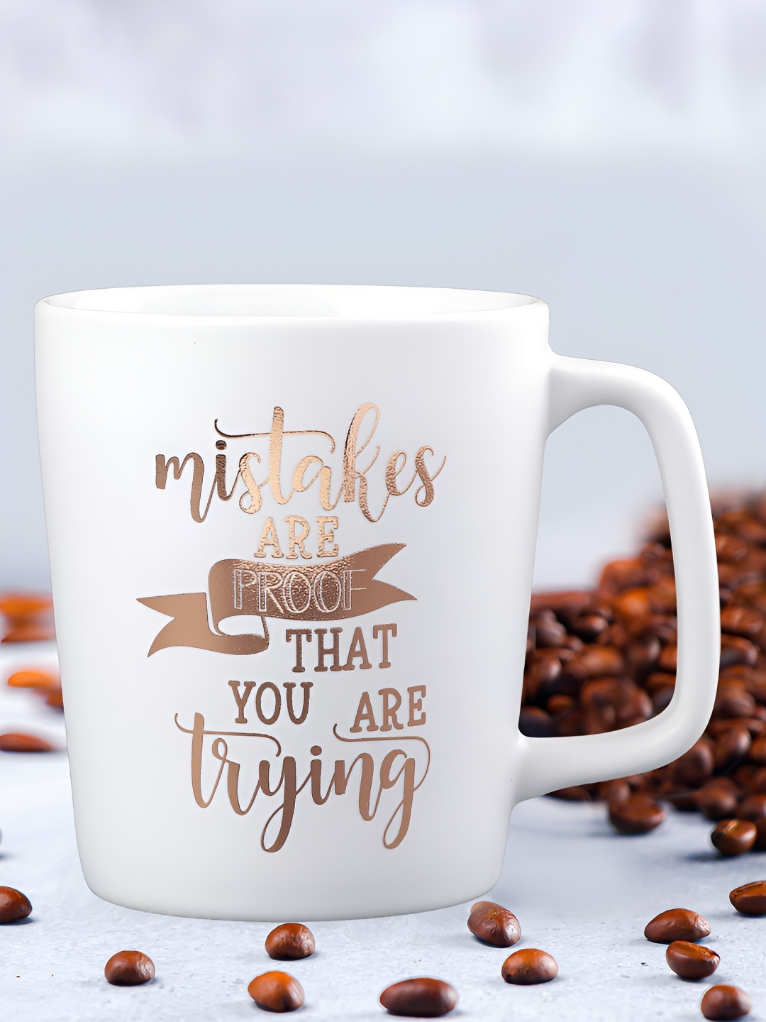 

Archies White & Gold Toned Text or Slogans Printed Ceramic Glossy Mug 350 ml