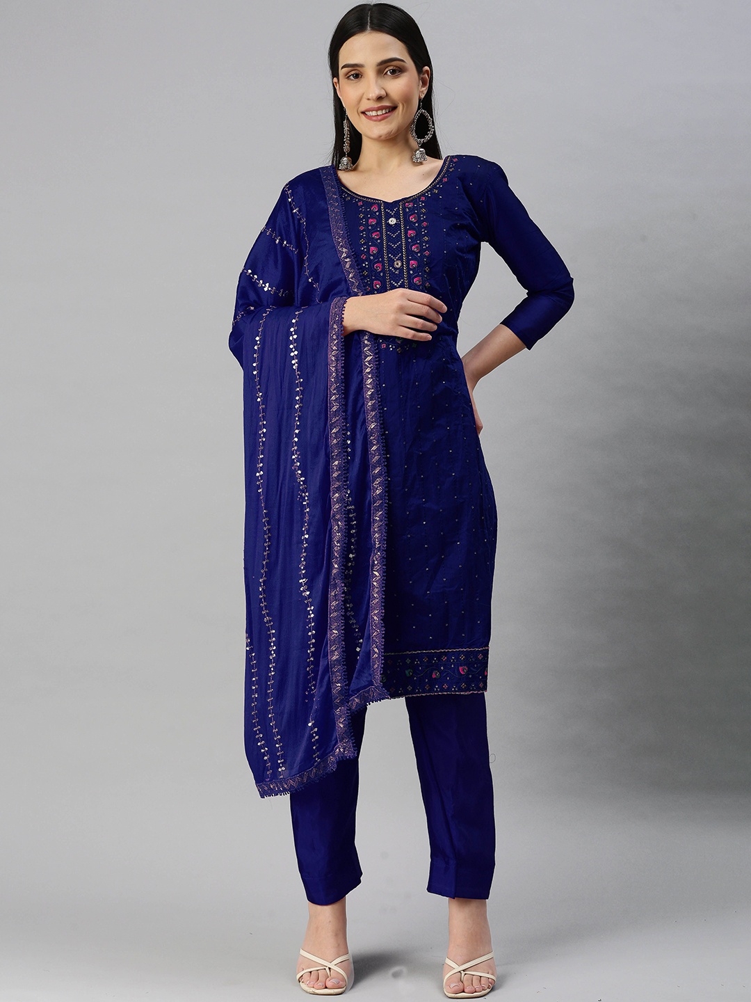 

Maroosh Embroidered Unstitched Dress Material, Blue