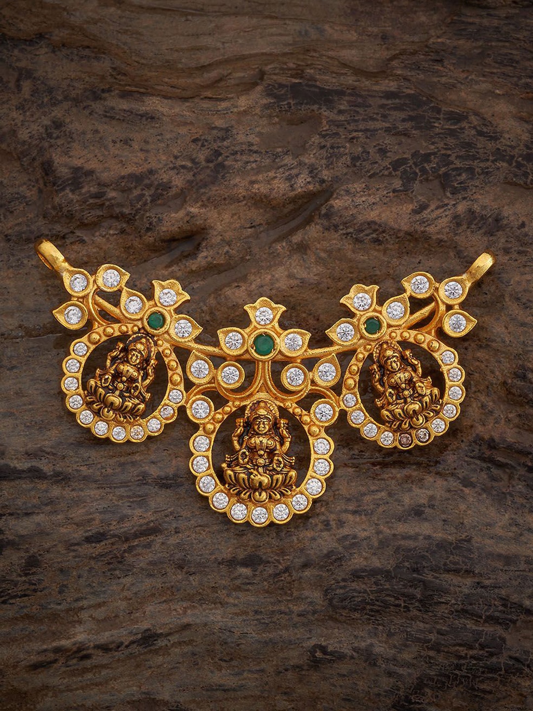 

Kushal's Fashion Jewellery 92.5 Pure Silver Gold-Plated Oxidised Oval Pendants